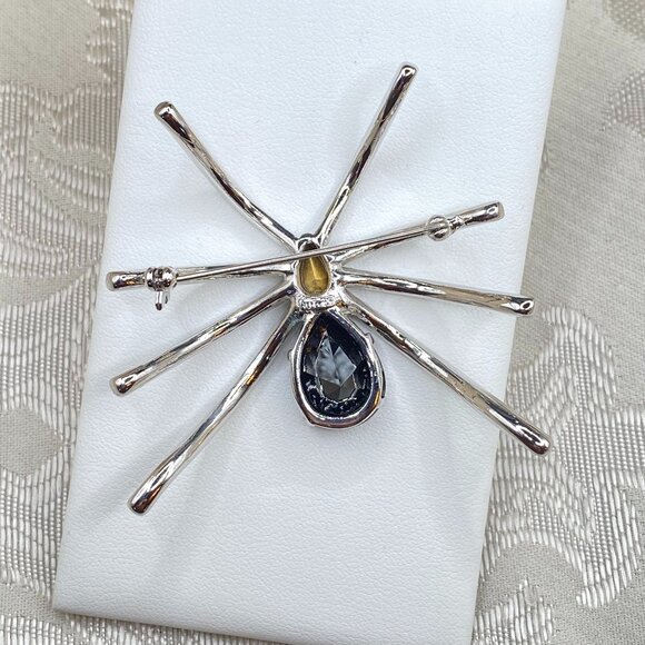 Signed Butler Rare Large Crystal Spider Brooch New - Picture 3 of 6